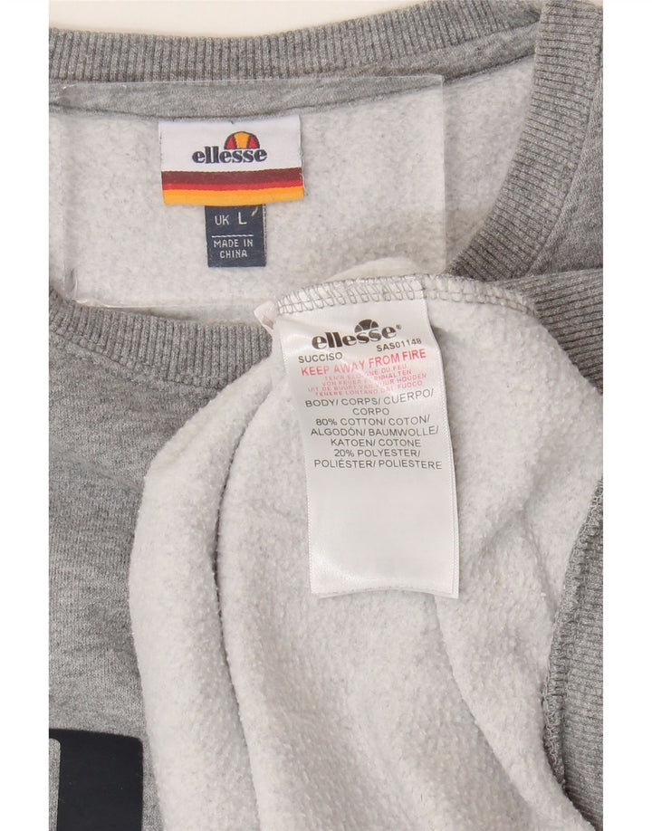 ELLESSE moletom gráfico masculino jumper grande algodão cinza