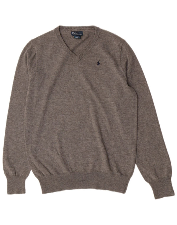 Polo Ralph Lauren Suéter masculino com decote em V 15-16 anos XL cinza