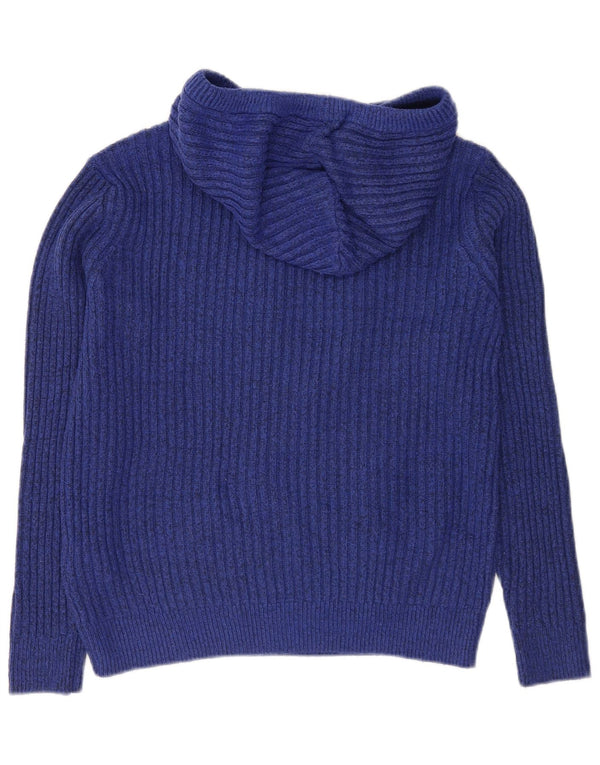 Suéter feminino com capuz Marks & Spencer Reino Unido 14 poliéster azul médio