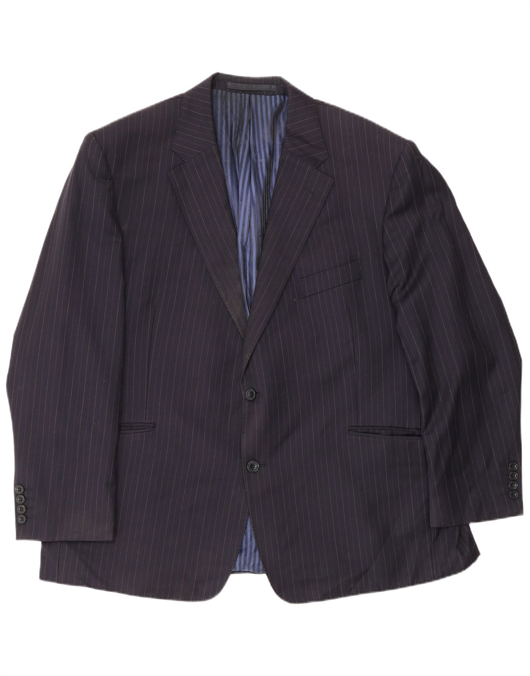 Jaqueta blazer masculina de 2 botões Marks & Spencer EU 56 3XL risca de giz azul marinho
