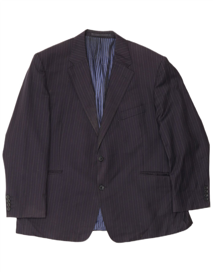 Jaqueta blazer masculina de 2 botões Marks & Spencer EU 56 3XL risca de giz azul marinho