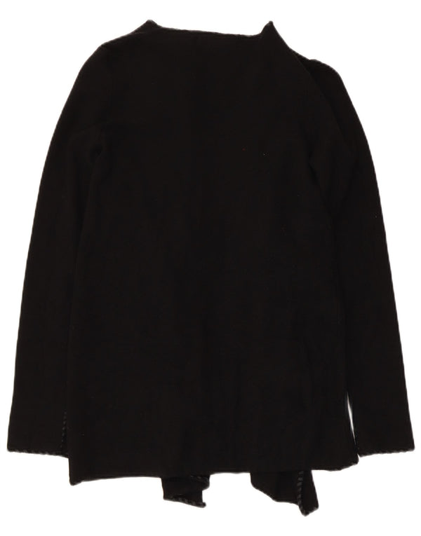 Suéter cardigan aberto assimétrico feminino Zara Reino Unido 10 pequeno poliéster preto