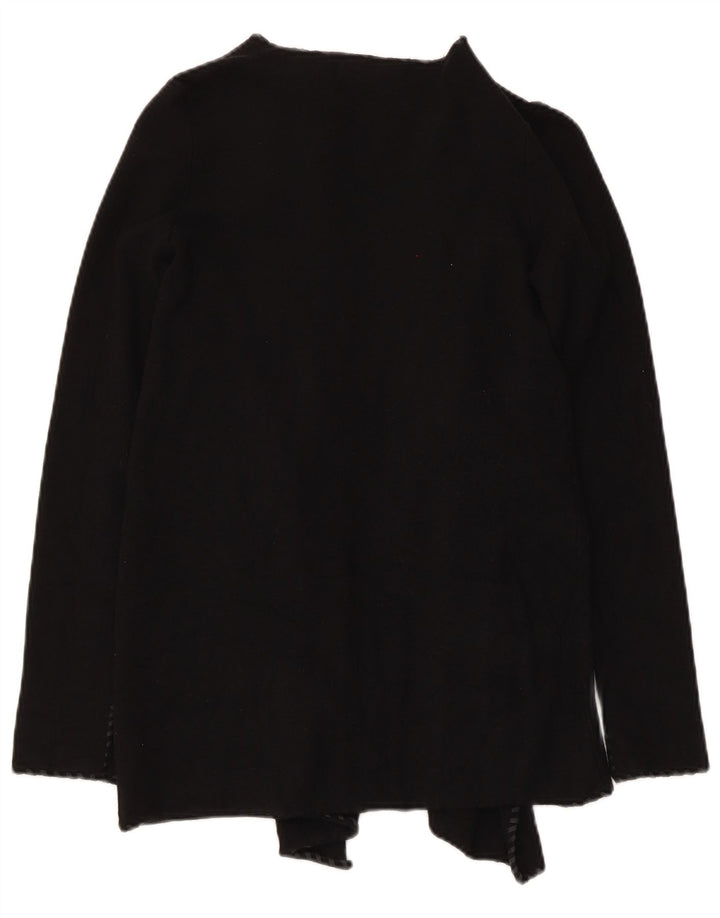 Suéter cardigan aberto assimétrico feminino Zara Reino Unido 10 pequeno poliéster preto