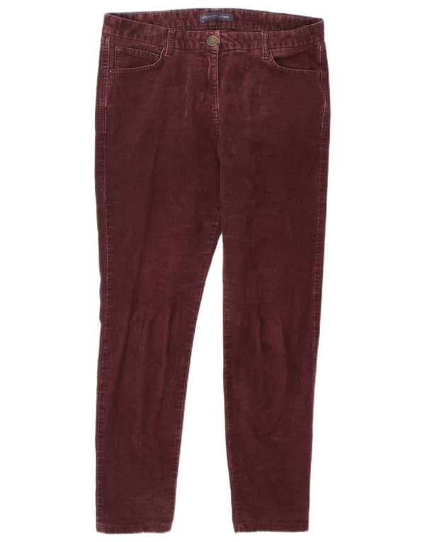Calça feminina de veludo cotelê Marks & Spencer UK 12 médio W32 L27 Borgonha