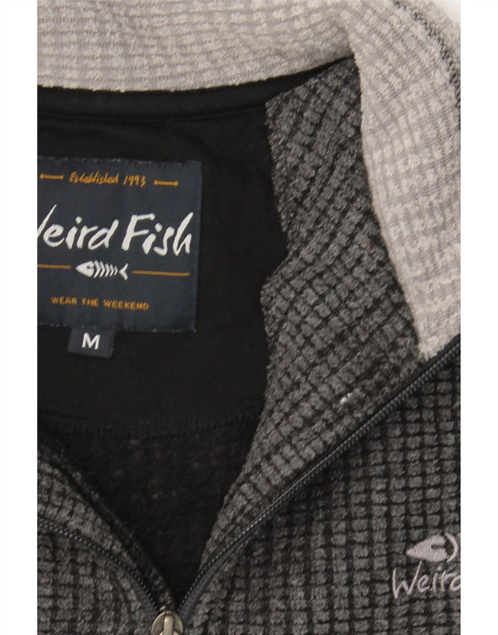 WEIRD FISH Mens Zip Neck Sweatshirt Jumper Medium Grey Polyester Vintage Weird Fish and Second-Hand Weird Fish from Messina Hembry 