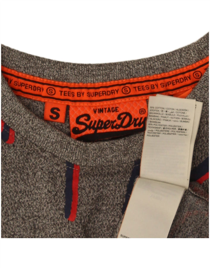 Superdry camiseta masculina gráfica top pequeno algodão manchado cinza