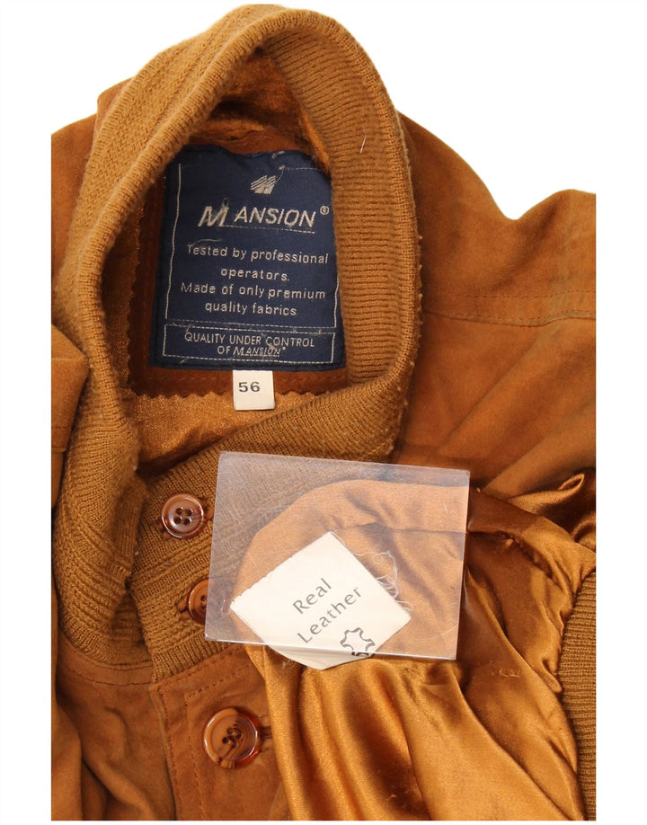 Jaqueta bomber masculina vintage de camurça IT 56 3XL couro marrom