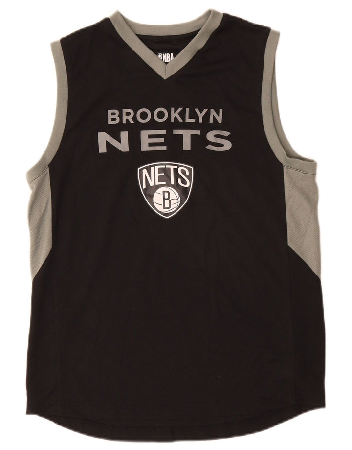 Colete gráfico NBA Boys Brooklyn Nets Top 14-15 anos grande bloco colorido preto