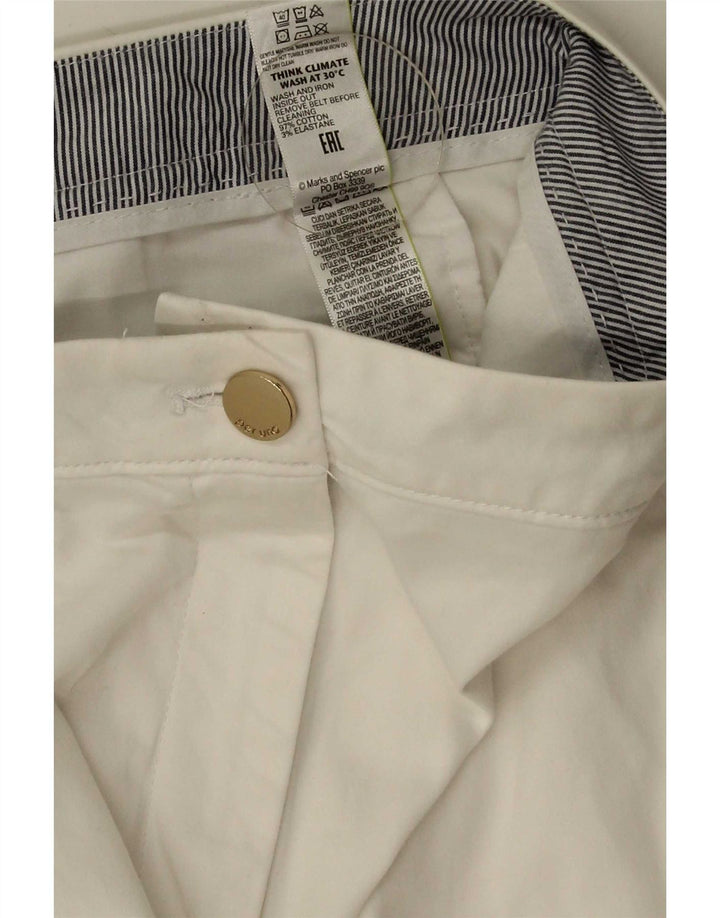 Calça chino reta feminina Marks & Spencer Reino Unido 12 médio W32 L30 branco