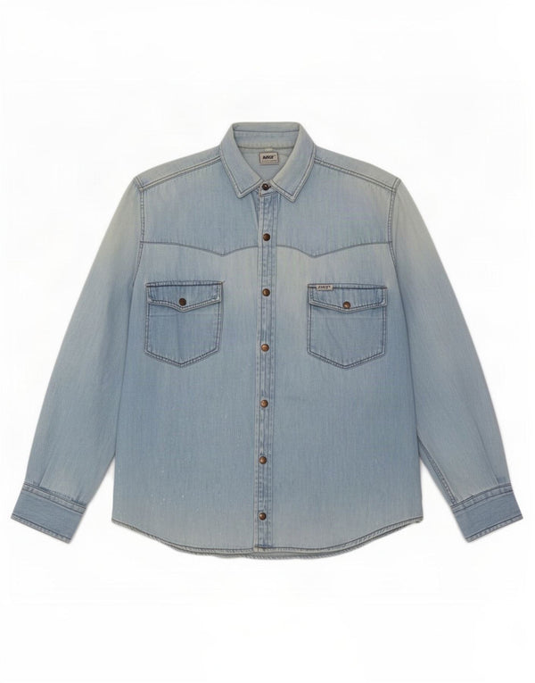Camisa jeans masculina Rifle de algodão azul médio