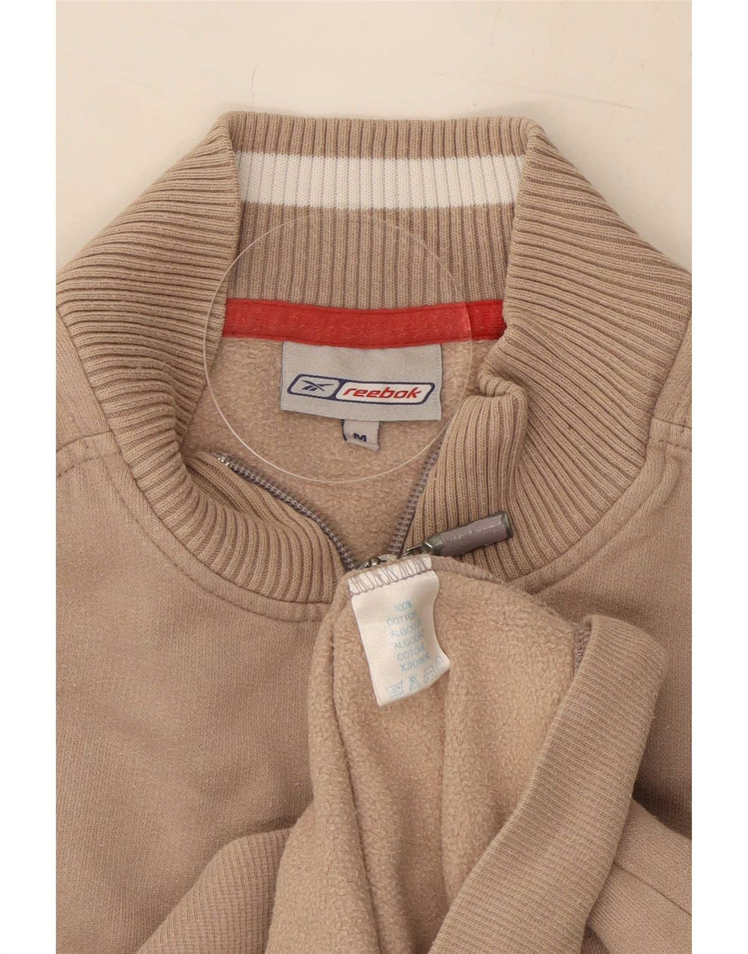 Reebok Womens Tracksuit Top Jacket UK 14 Médio Bege Algodão