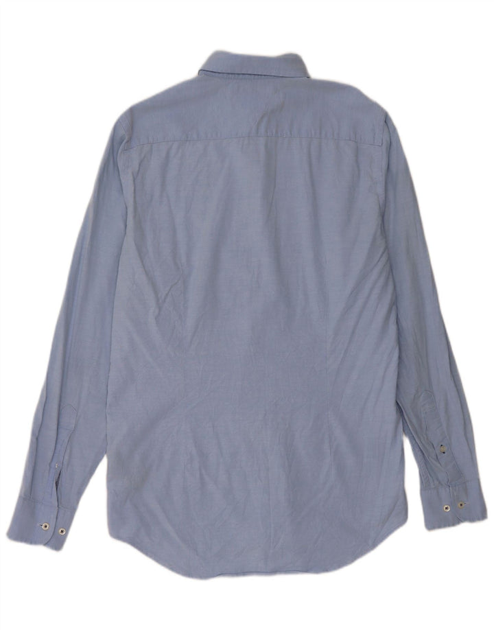 TOMMY HILFIGER Camisa masculina stretch slim fit de algodão azul médio