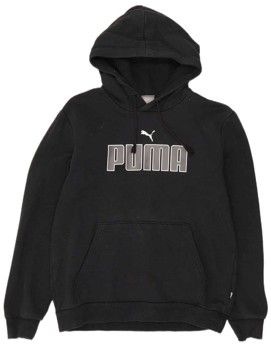 Puma masculino gráfico moletom com capuz pequeno algodão preto