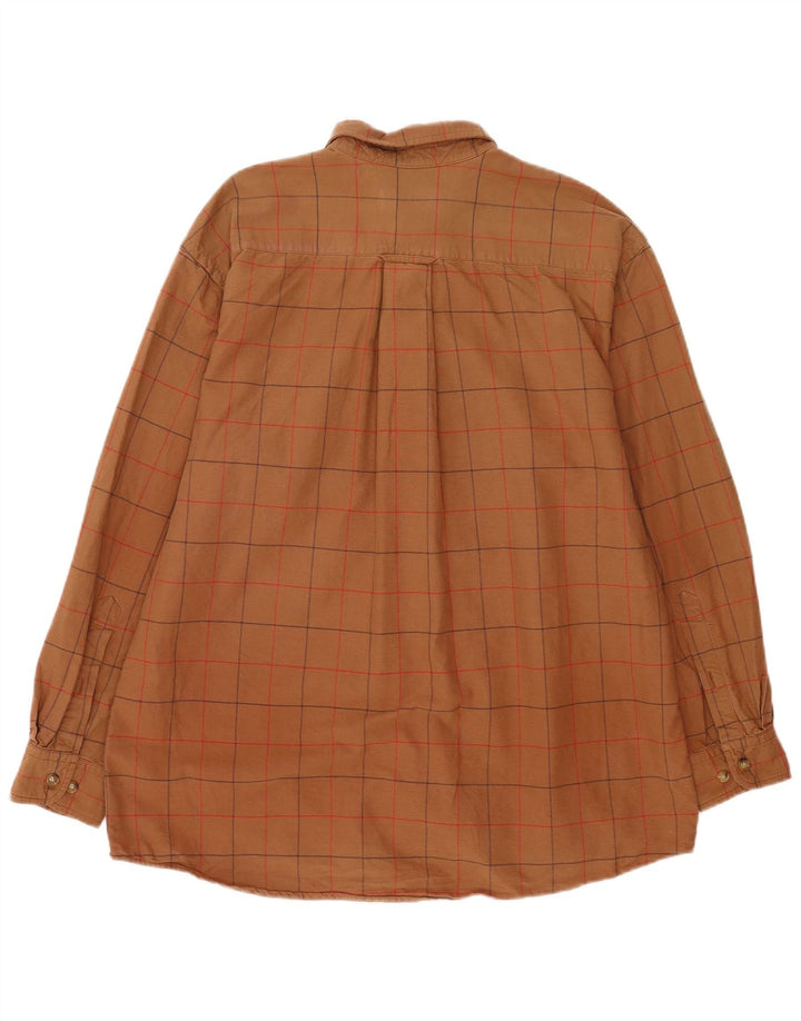 Camisa masculina Orvis grande de algodão xadrez marrom