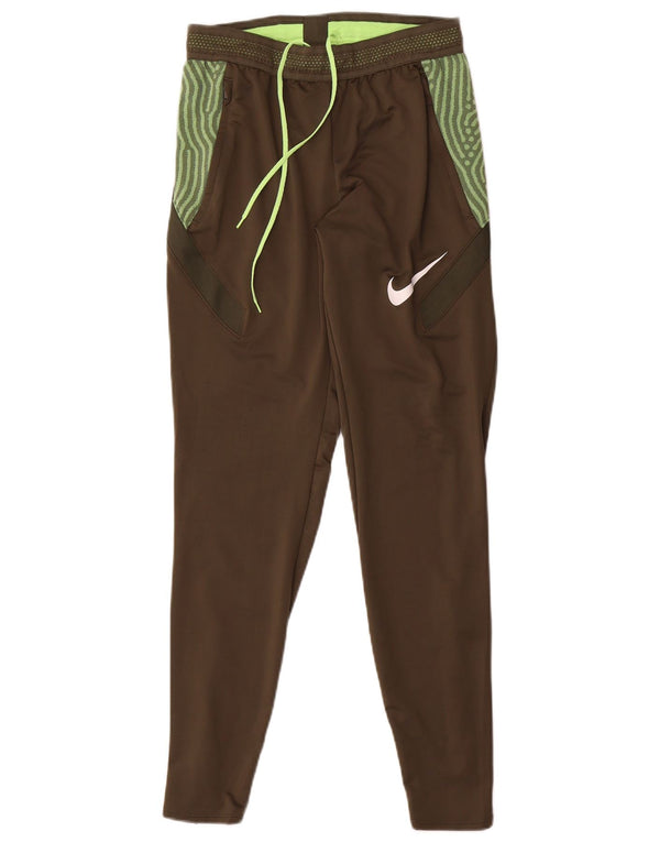 Calça de treino masculina Nike Dri Fit pequena cáqui poliéster geométrico