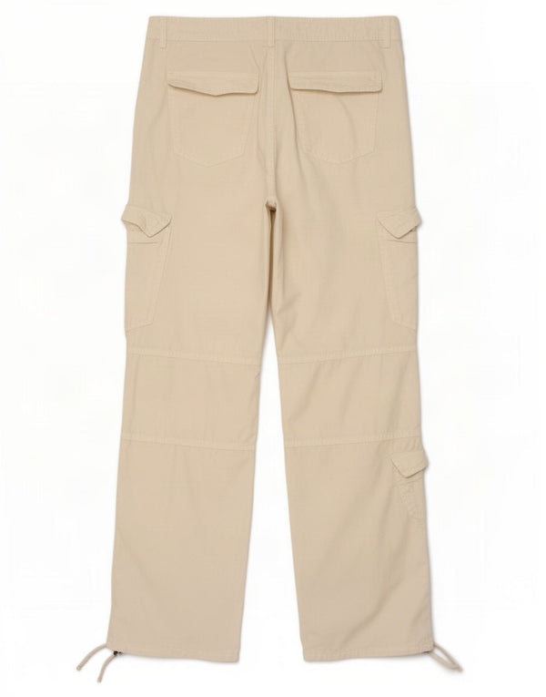 Calça cargo reta feminina Zara EU 42 grande W32 L32 algodão branco