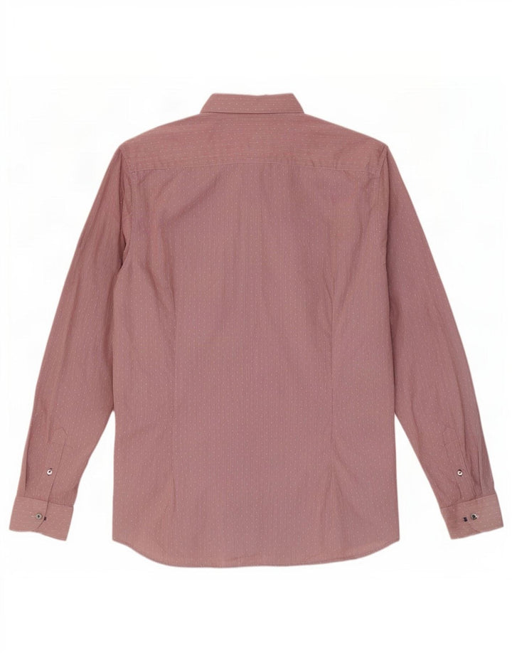 Camisa masculina Ted Baker tamanho 5 XL algodão listrado vermelho