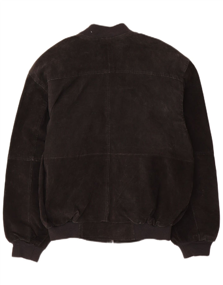 Jaqueta bomber masculina VINTAGE de camurça Reino Unido 38 couro preto médio