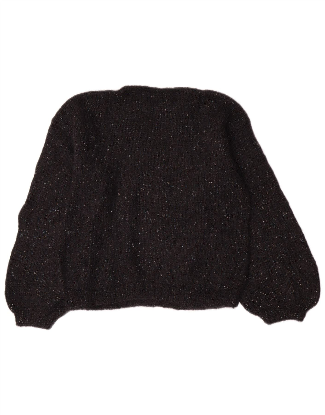 Suéter feminino vintage com gola canoa Reino Unido 14 médio preto
