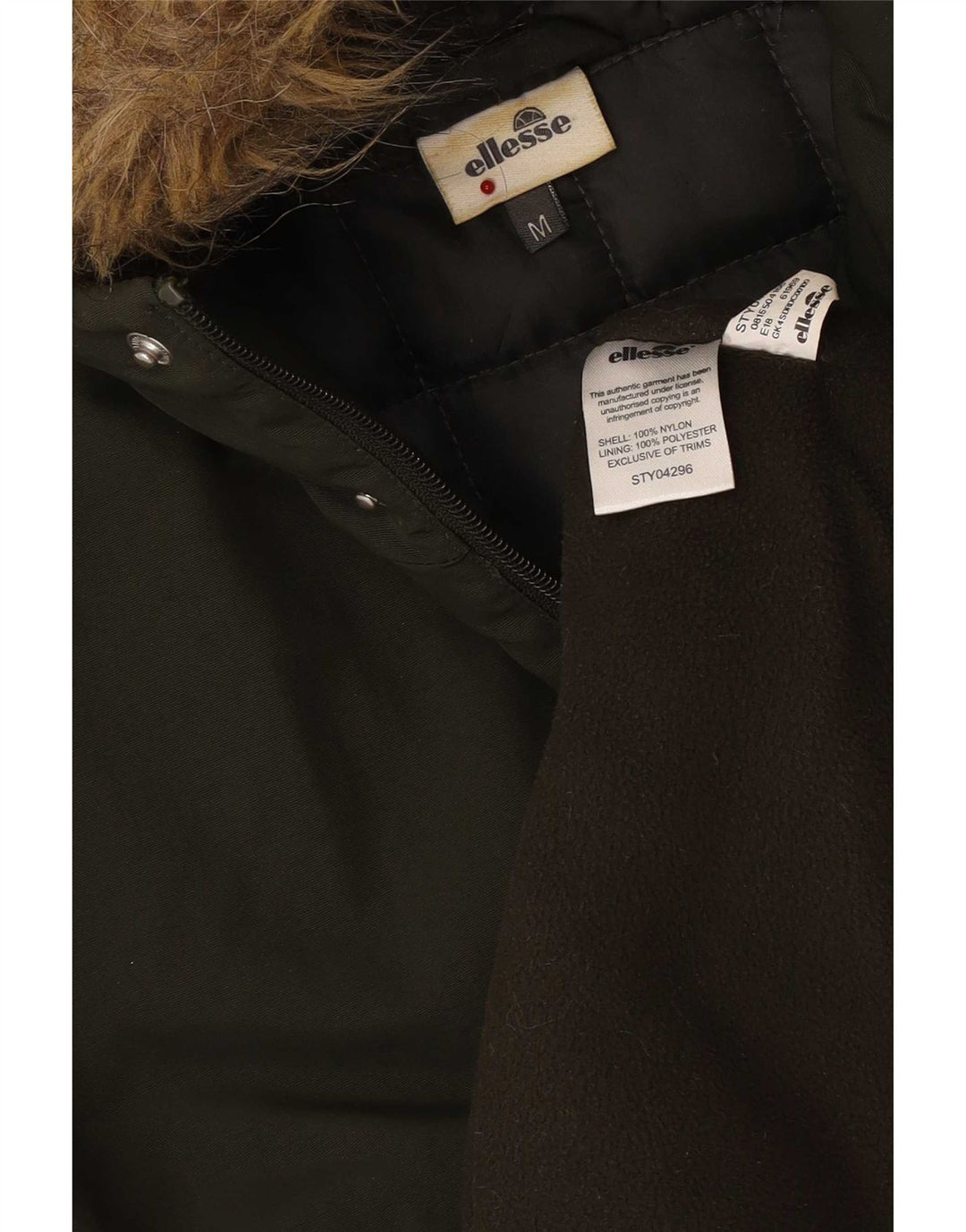 Jaqueta masculina Ellesse Parka com capuz Reino Unido 38 médio cáqui nylon