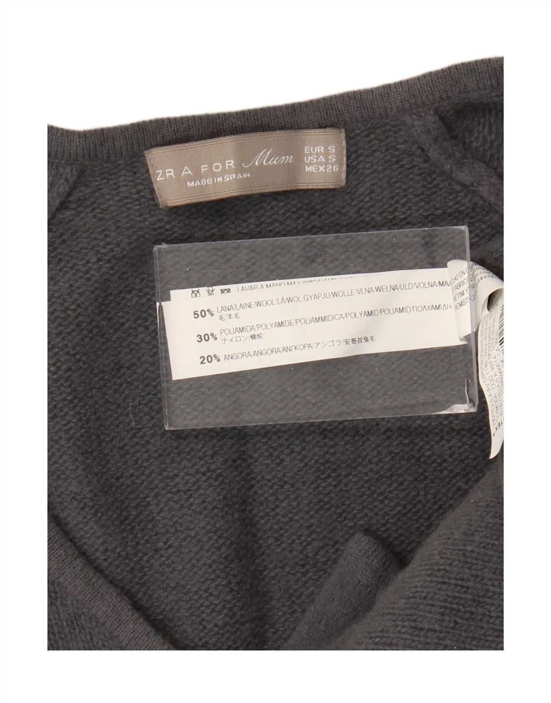 Zara vestido feminino com amarração frontal, Reino Unido 8, pequeno, cinza, lã