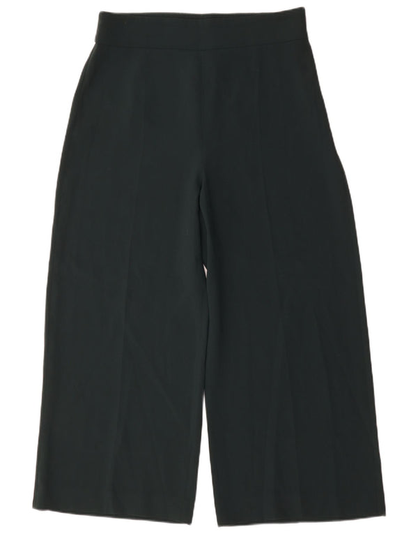 Calça feminina Zara com perna larga cortada grande W30 L26 poliéster verde