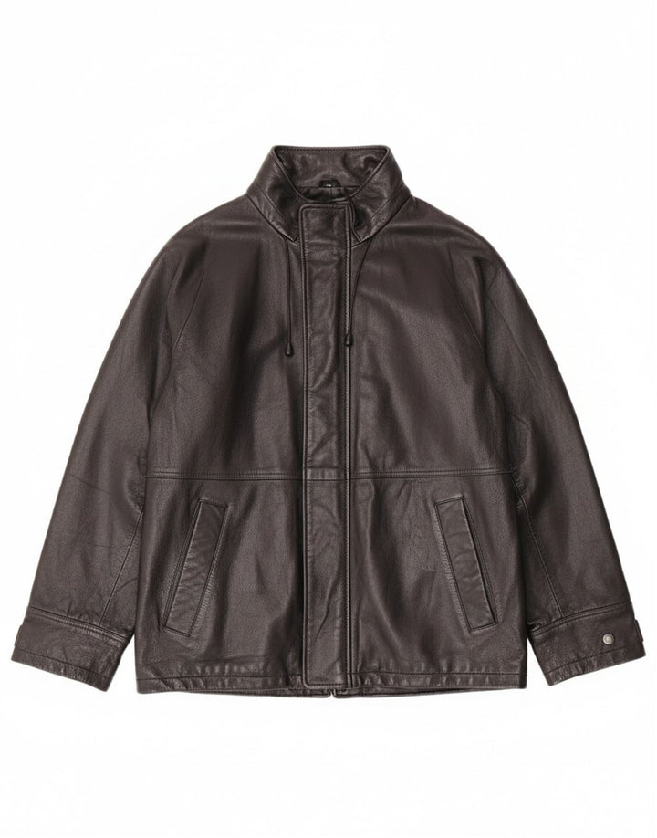 Jaqueta masculina de couro com capuz CONBIPEL IT 46 pequena couro preto