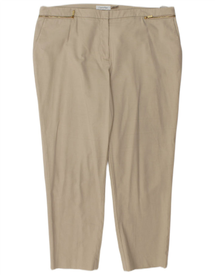 CALVIN KLEIN Calça feminina cortada reta US 16 2XL W38 L27 Bege
