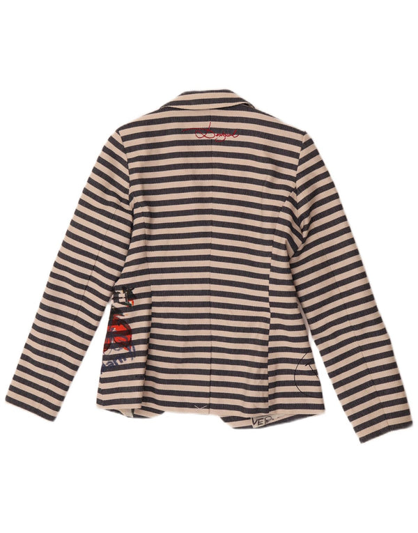Jaqueta Blazer Feminina Desigual Graphic EU 38 Médio Azul Marinho Listrado