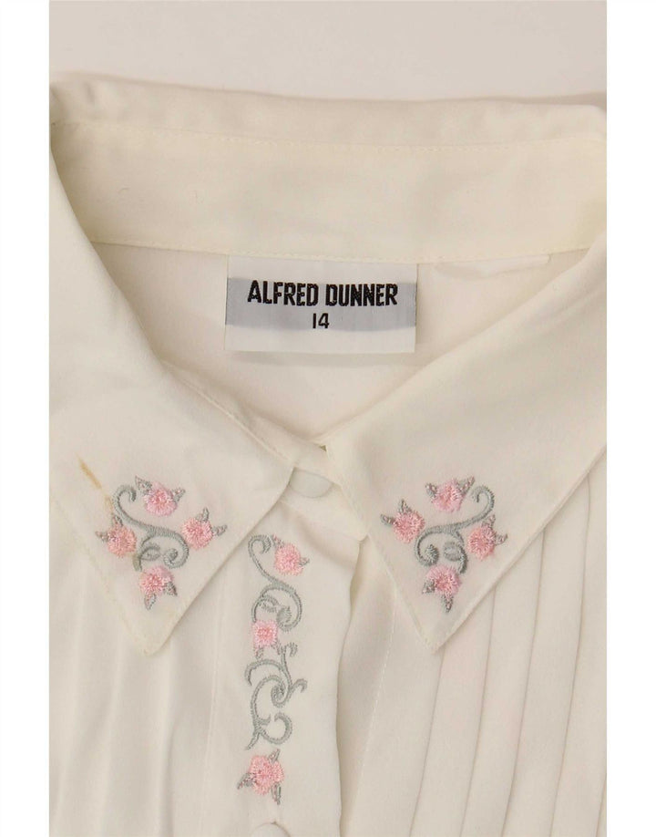 Blusa feminina Alfred Dunner transparente Reino Unido 14 grande branca