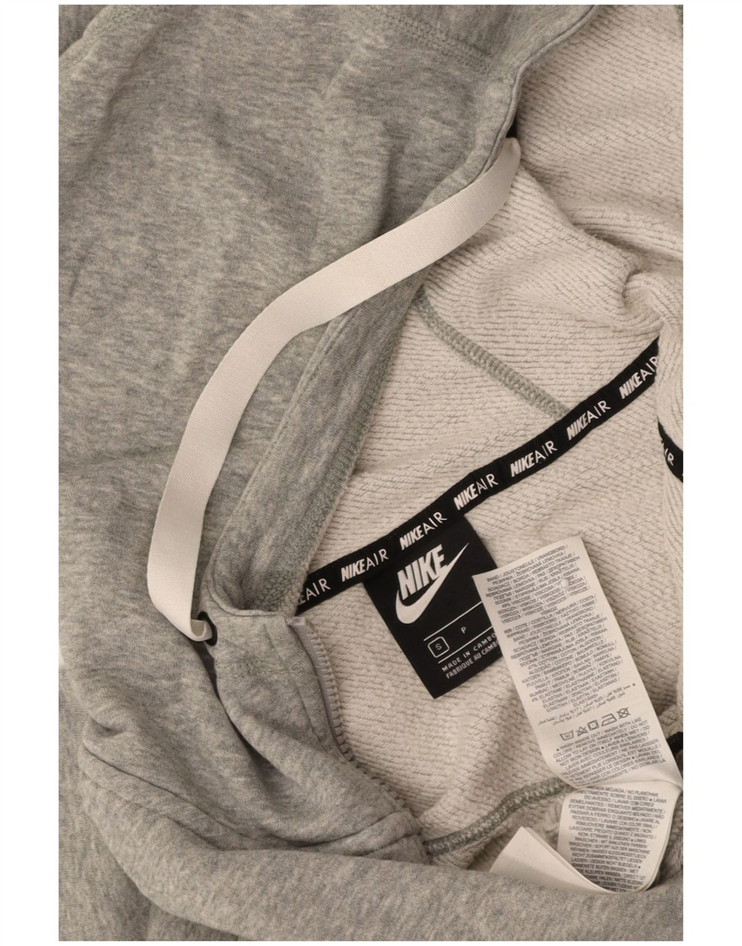 Suéter feminino NIKE com capuz e zíper gráfico oversized UK 10 cinza pequeno