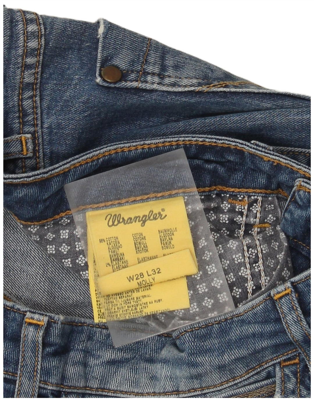 Wrangler feminino Molly Slim Jeans W28 L32 azul algodão
