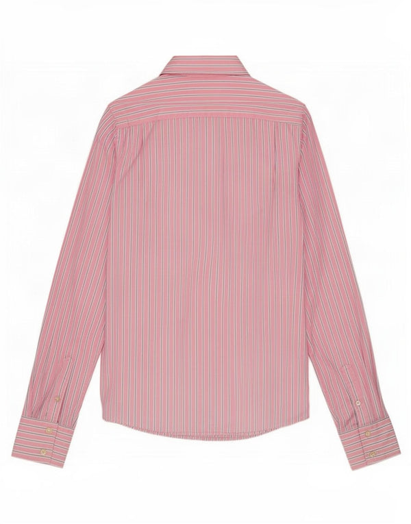 Camisa muscular masculina Abercrombie & Fitch de algodão listrado rosa médio