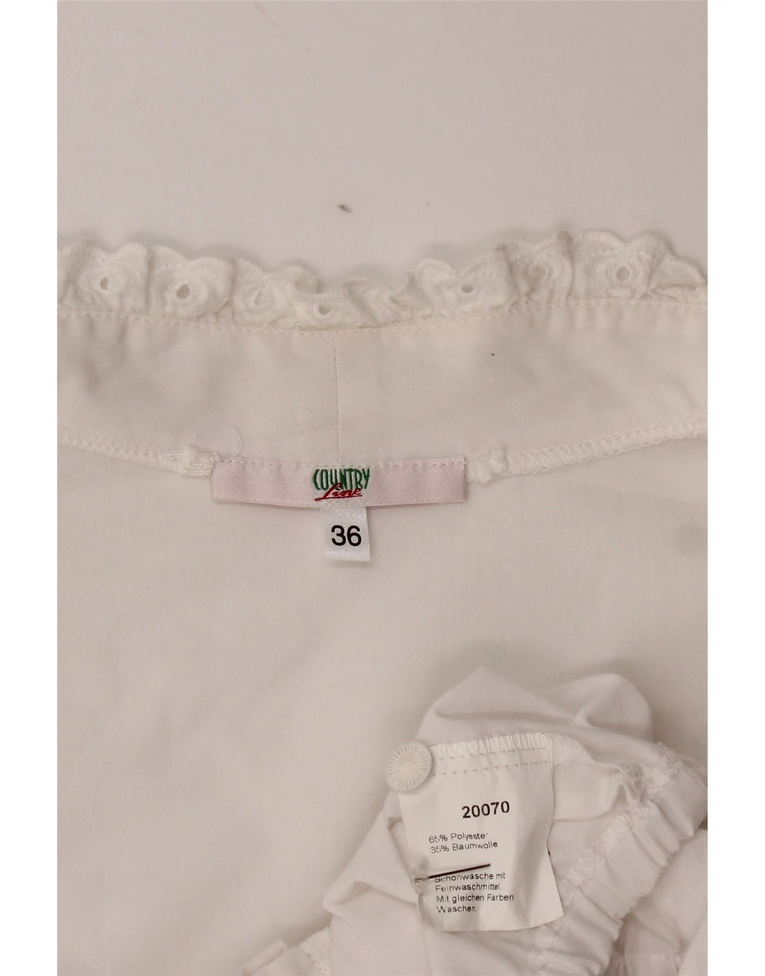 Blusa feminina country manga curta curta EU 36 poliéster branco pequeno