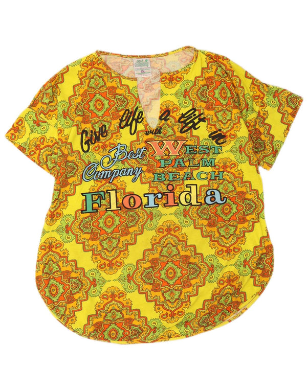 Camiseta feminina com estampa da Califórnia da Best Company Top UK 18 XL Amarelo Ikat