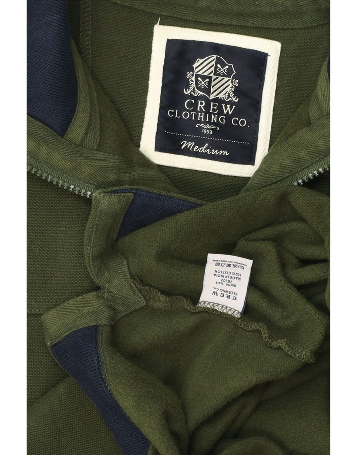 Crew Clothing Mens Zip Neck Moletom Jumper Médio Algodão Verde