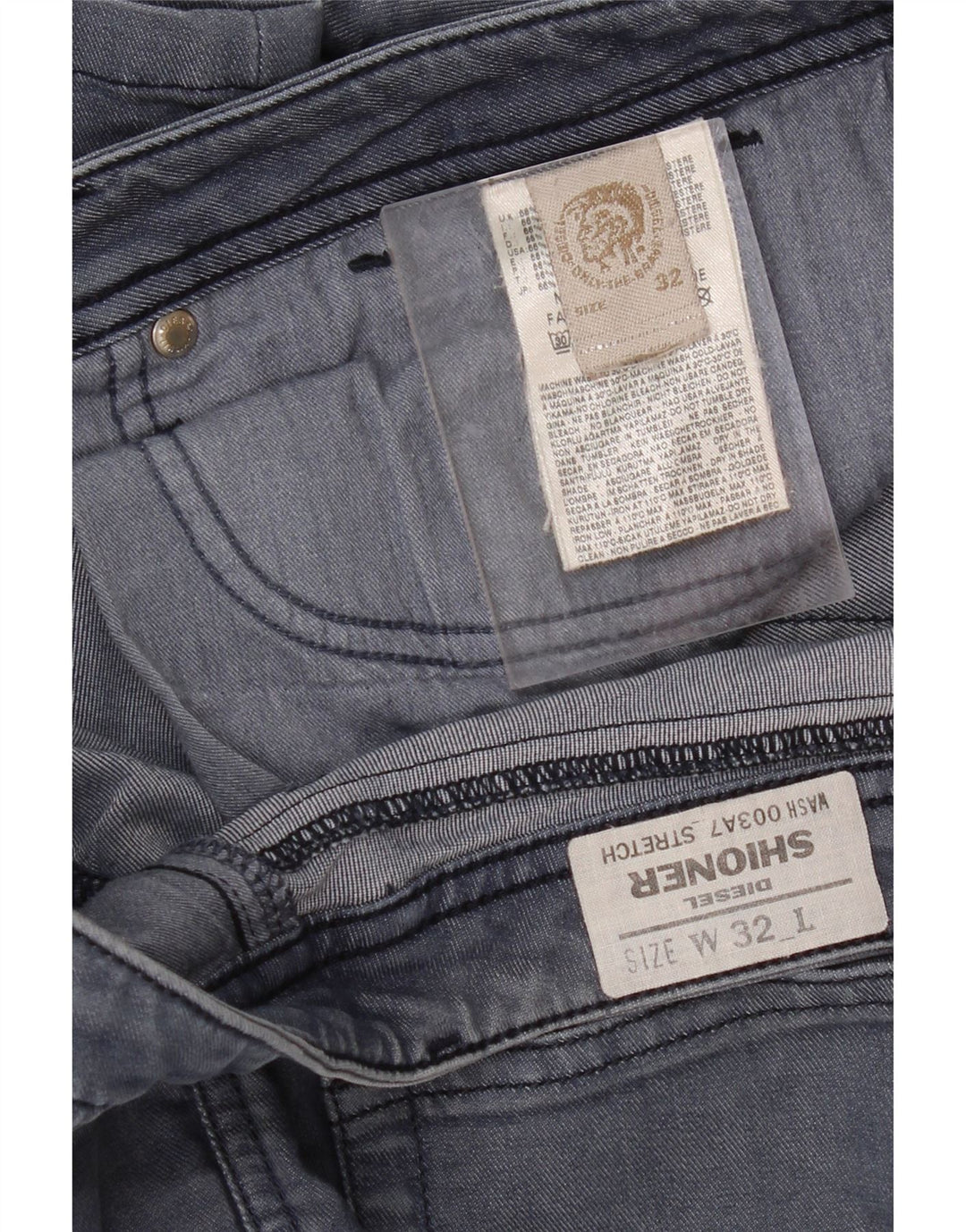 DIESEL Masculino Shioner Slim Jeans W32 L29 Azul Algodão