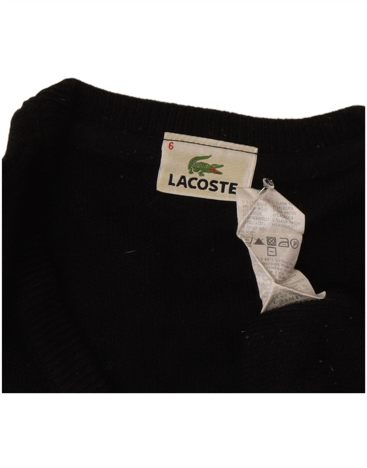 Suéter masculino Lacoste com decote em V tamanho 6 XL lã preta
