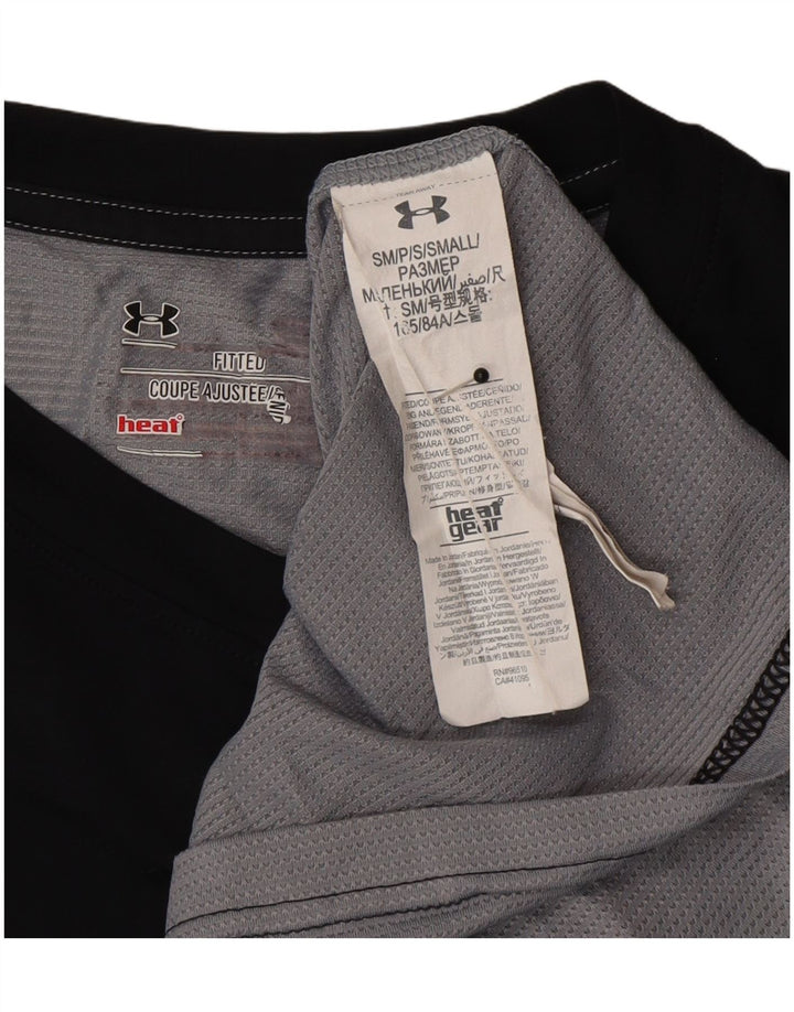 Under Armour Mens Heat Gear Vest Top Pequeno Poliéster Preto Colorblock