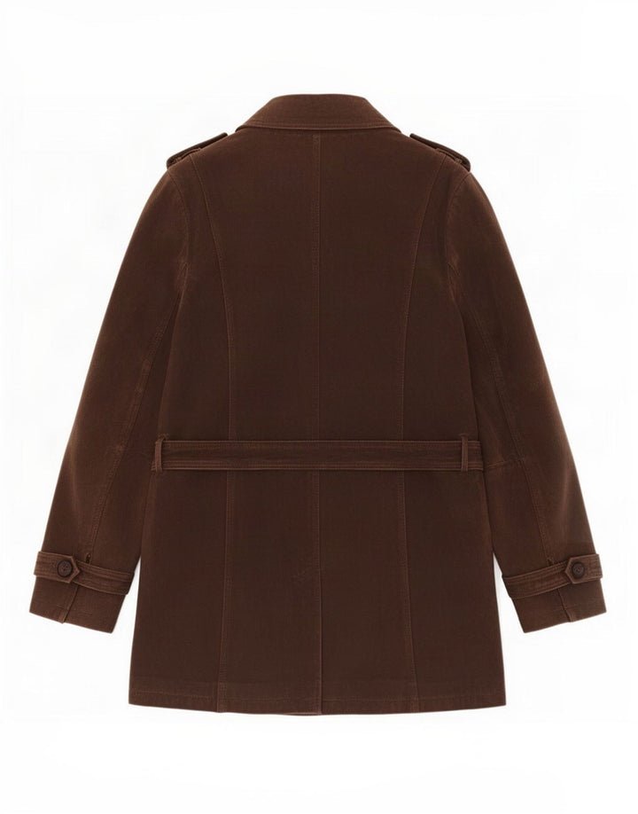 Casaco impermeável feminino de couro Wit & Wisdom UK 16 grande marrom