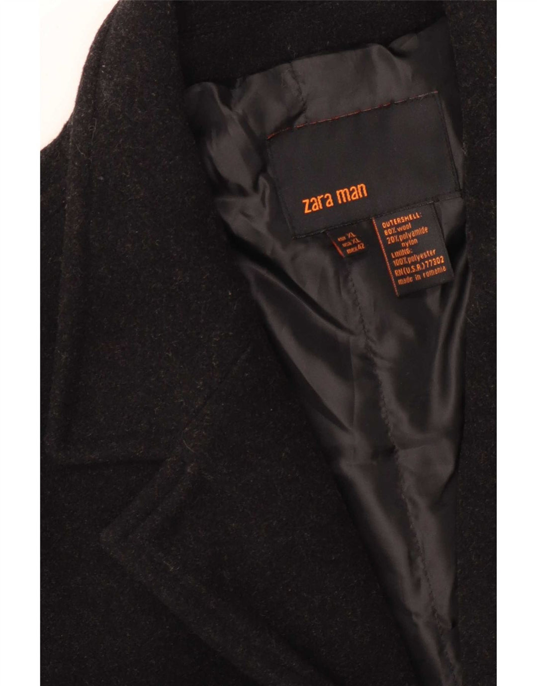 Sobretudo masculino Zara UK 42 XL lã preta