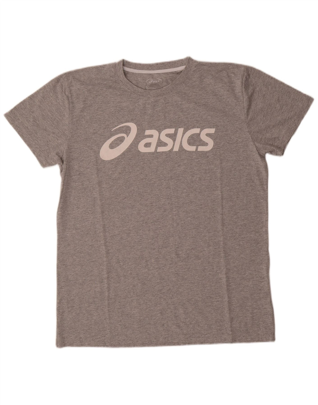 Camiseta gráfica masculina Asics Top grande algodão manchado cinza