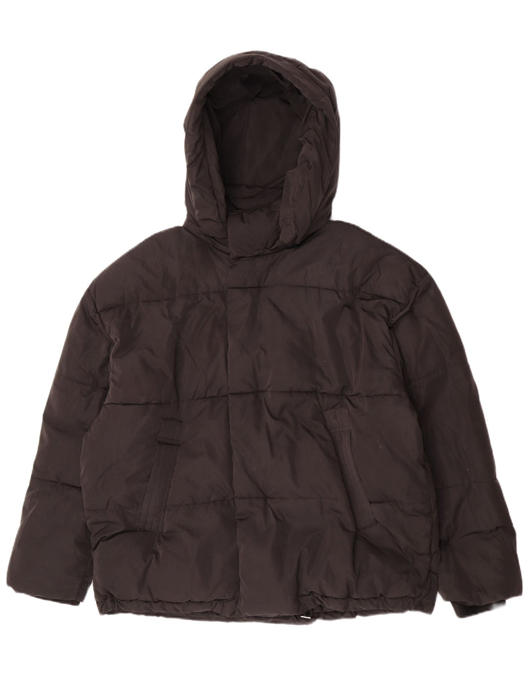 Jaqueta acolchoada com capuz feminina Zara UK 42 XL poliéster preto