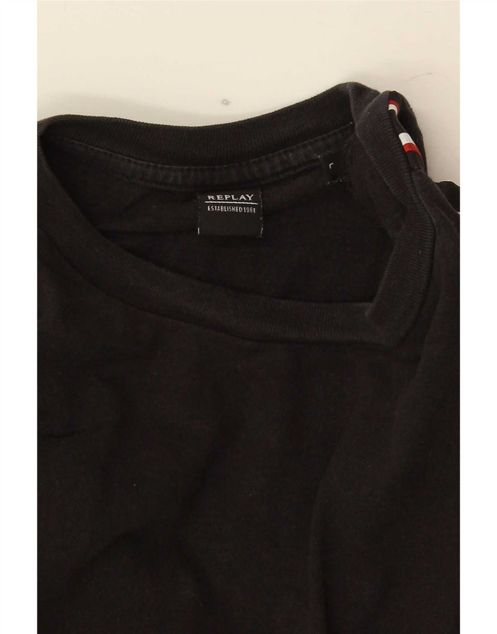 Replay Camiseta masculina gráfica grande bloco colorido preto