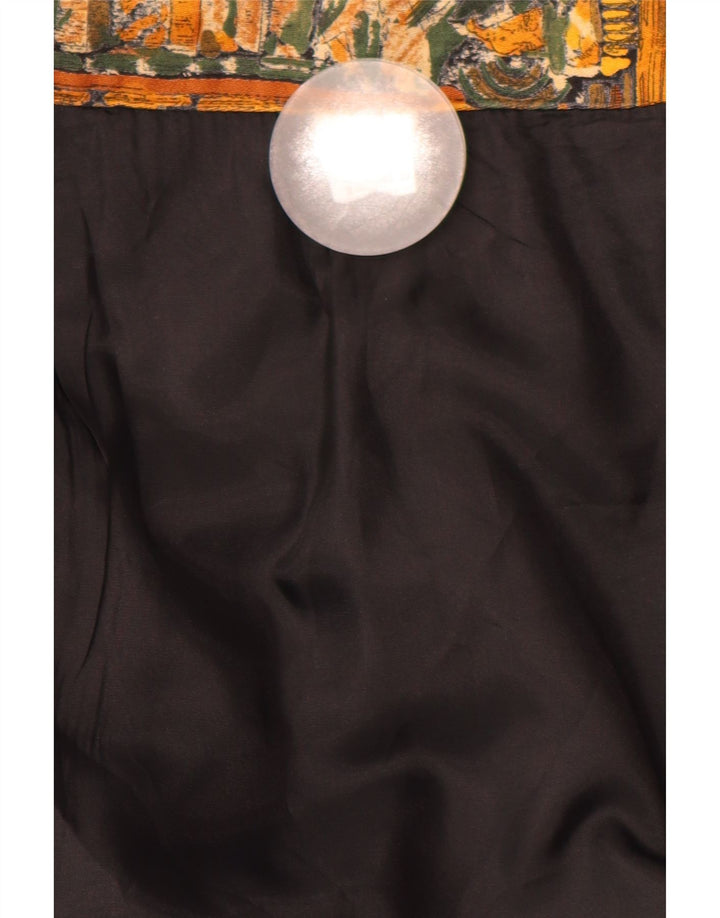 Saia lápis feminina VINTAGE W28 algodão geométrico marrom médio