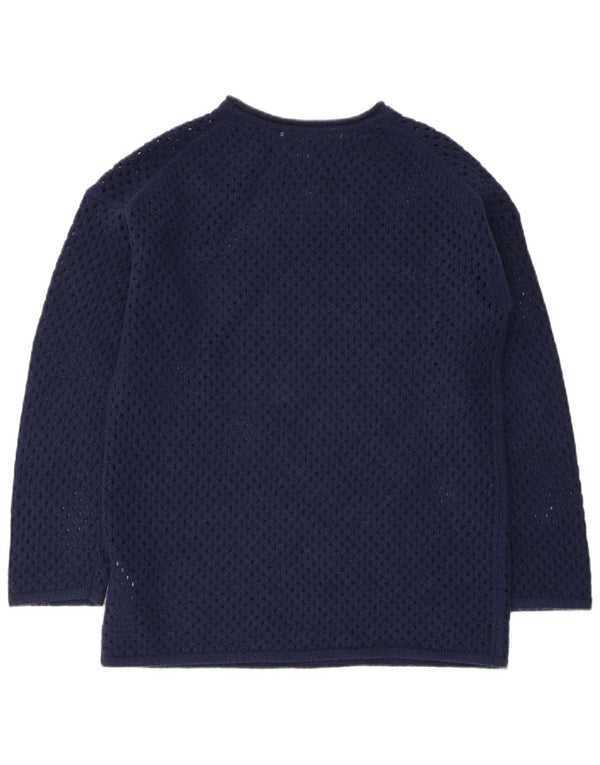 Suéter feminino Massimo Dutti com gola canoa grande Reino Unido 6 XS azul marinho