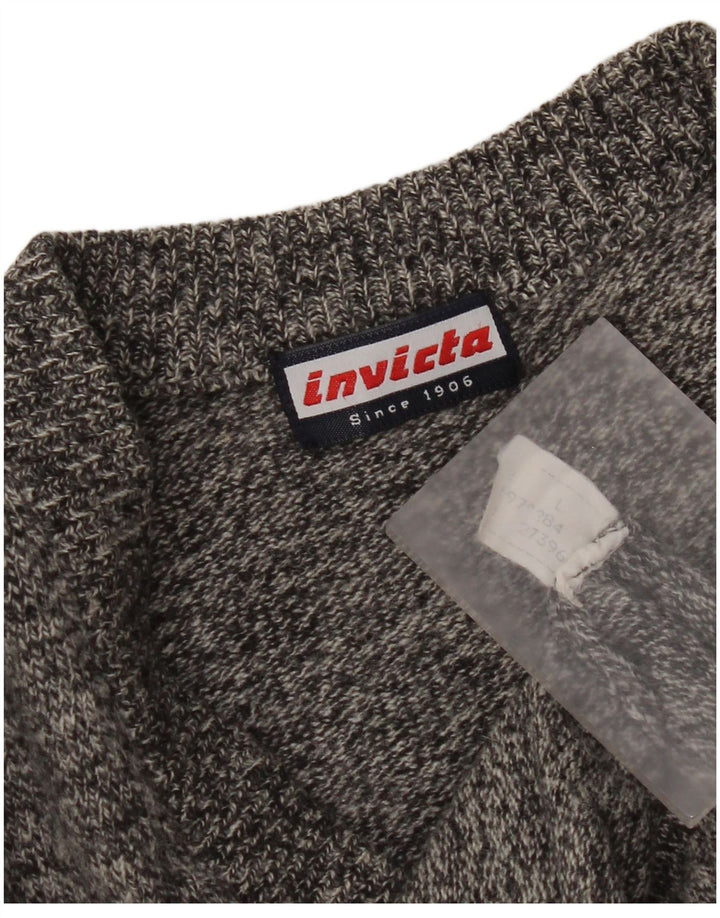 Suéter masculino Invicta com decote em V grande cinza manchado