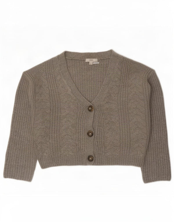 Suéter cardigã feminino grande Marks & Spencer Reino Unido 10 pequeno cinza acrílico