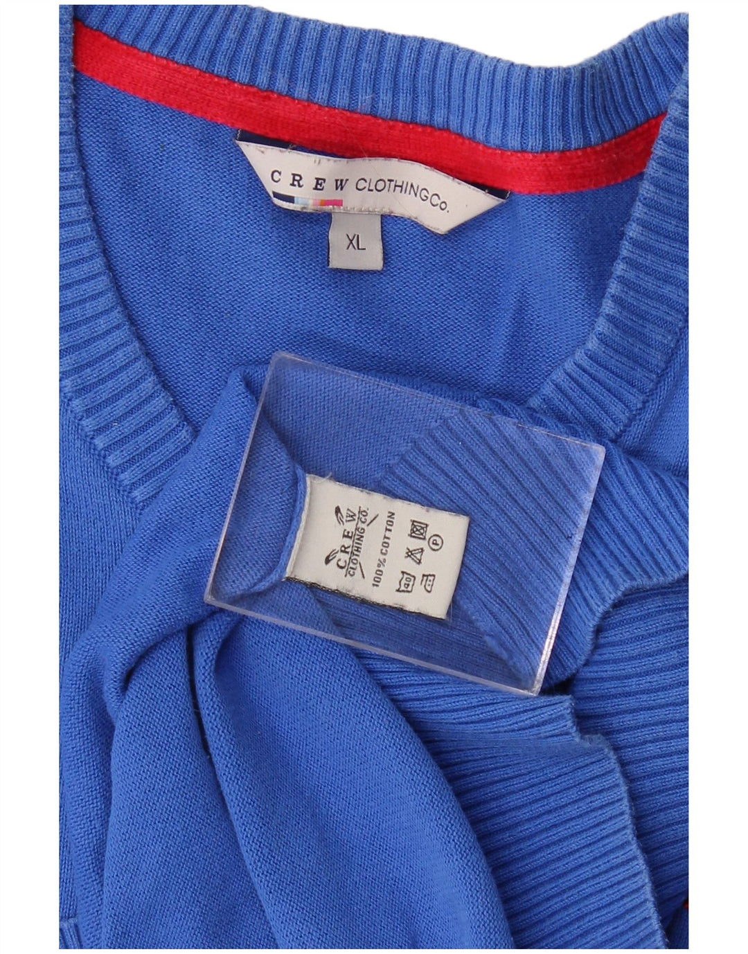 Crew Clothing Suéter masculino com decote em V XL azul algodão