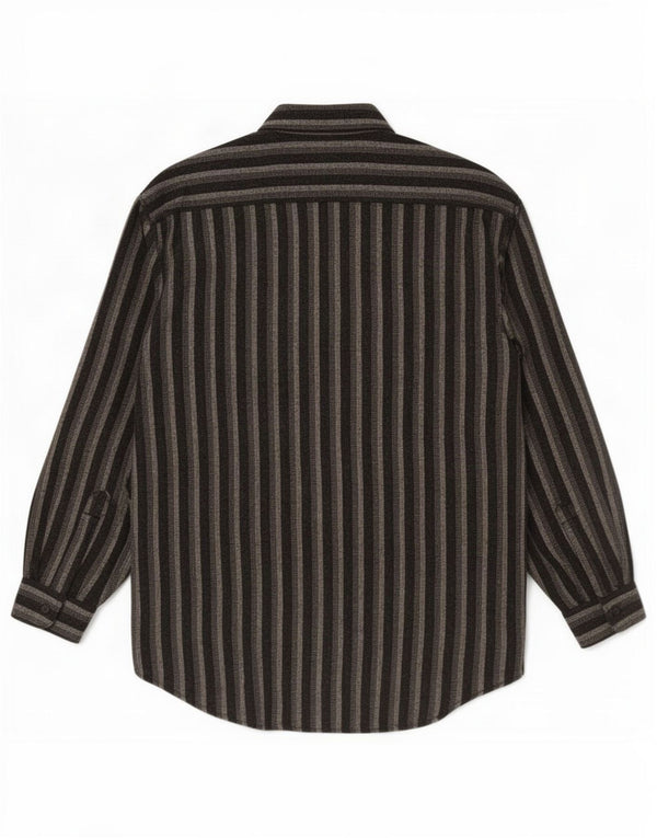 Camisa masculina vintage de flanela grande listrada preta